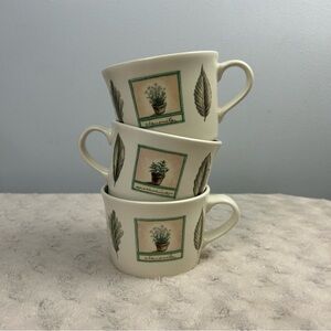 Portfolio by Pfaltzgraff Naturewood Flat Mug Set of Three Green Garden Plants